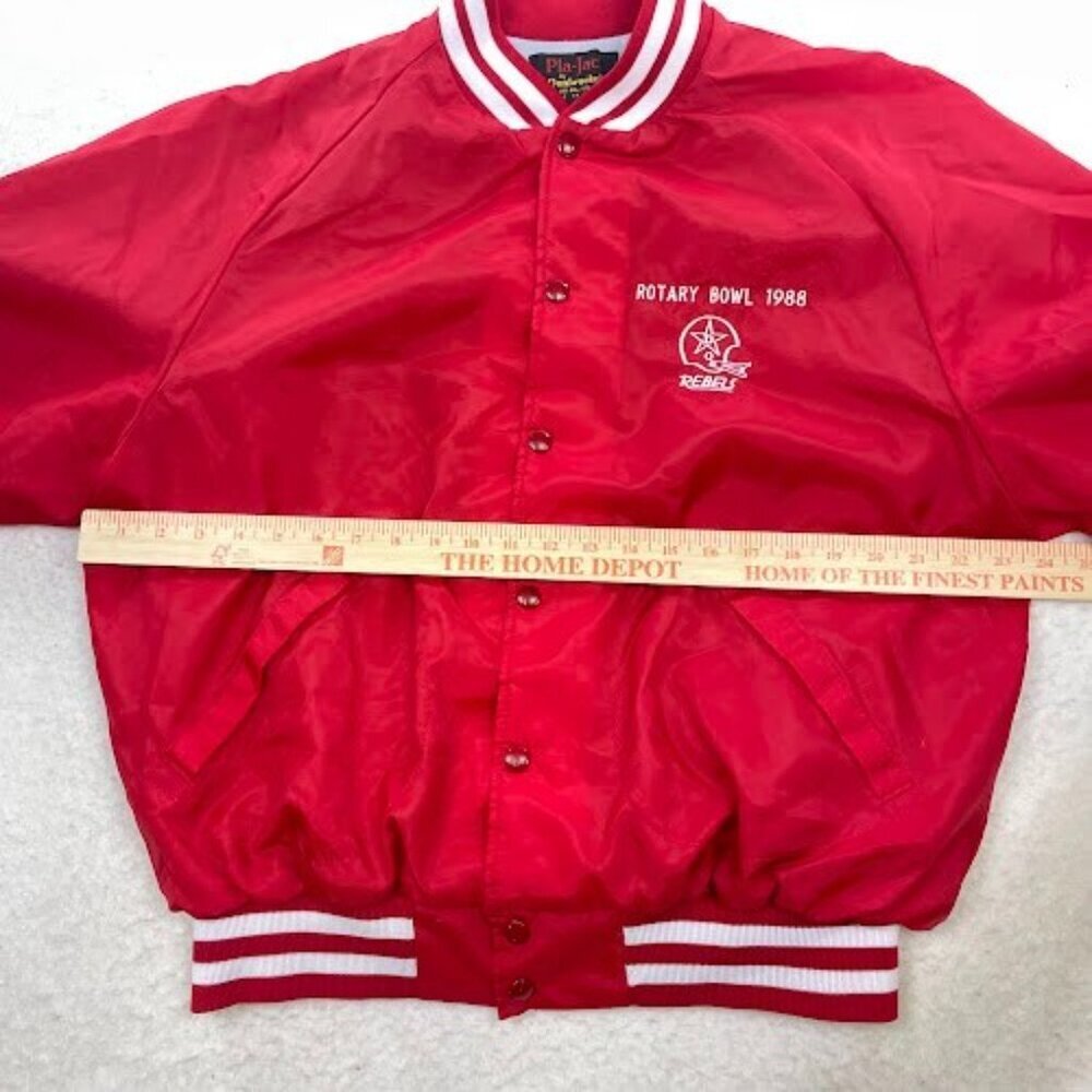 Vintage 80s Red Satin Utah "Rotary Bowl 1988" Bomber Jacket Size XL - Picture 6 of 6